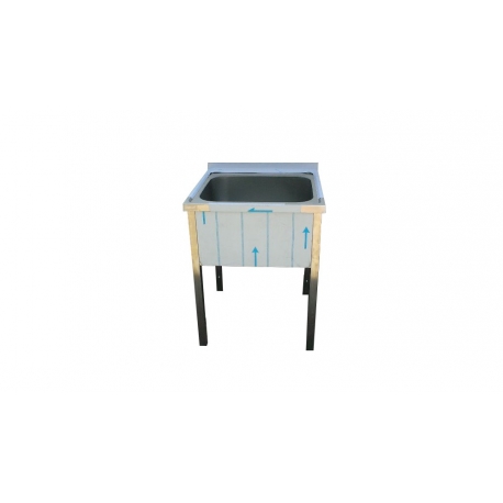 Stůl mycí nerezový jednodřezový bez police, rozměr: 700 x 700 x 900 mm, rozměr dřezu: 500 x 500 x 300 mm