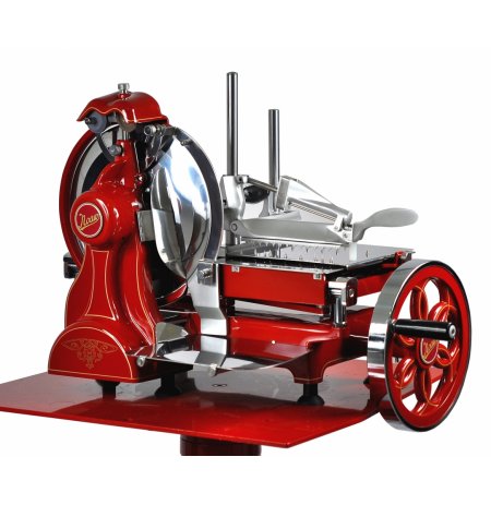 Nářezový stroj mechanický retro Flywheel CE 300/L červený, pro krájení Prosciutto Crudo
