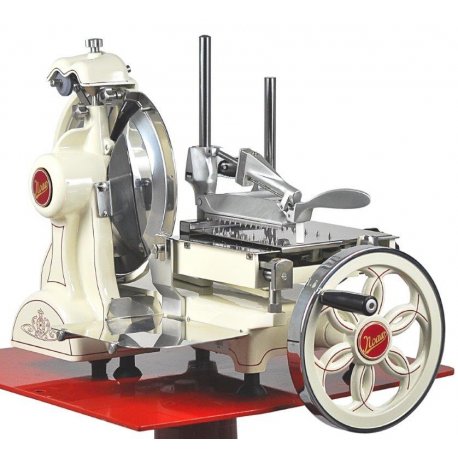 Nářezový stroj mechanický retro Flywheel CE 300/L krémový, pro krájení Prosciutto Crudo 