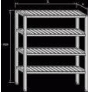 Regál nerezový - roštové police, rozměr (š x d x v): 600 x 800 x 1800 mm