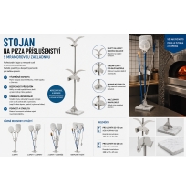 Stojan na pizza příslušenství s mramorovou základnou, 4 pozice, 150cm